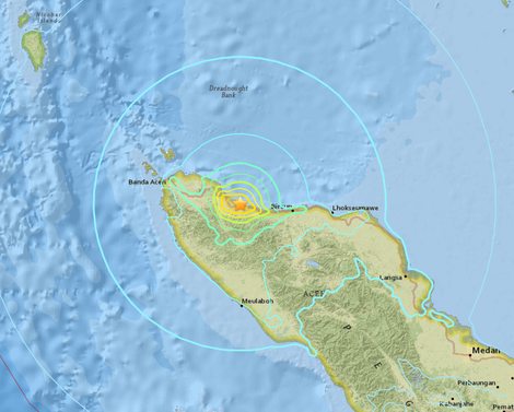 The M6.5 quake struck at a depth of 5 miles (8 km) (Image: USGS)